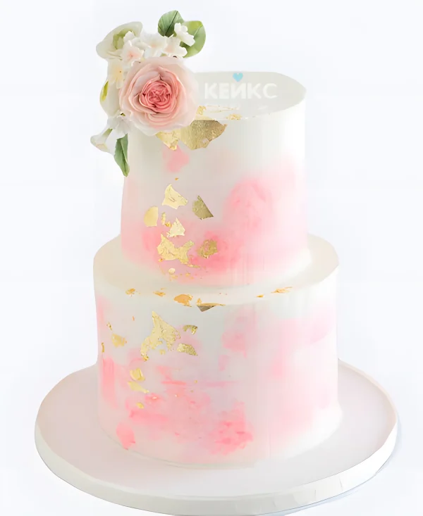 Свадебный торт с градиентом Нежная роза Фото