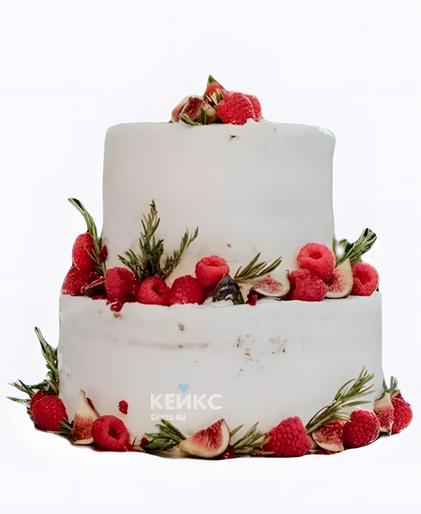 Свадебный торт с малиной и инжиром Фото