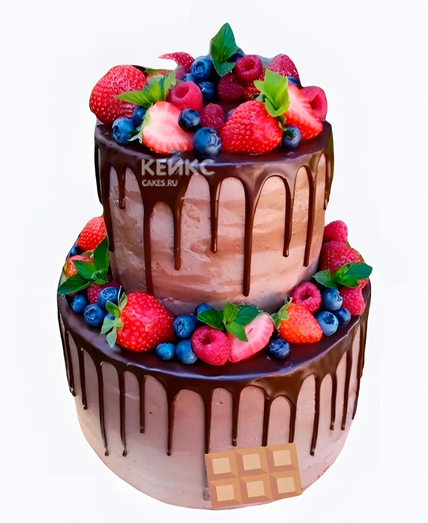 Свадебный торт с малиной Ягодное ассорти темный Фото