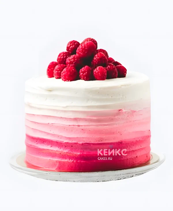 Свадебный торт с малиной Розовый градиент Фото