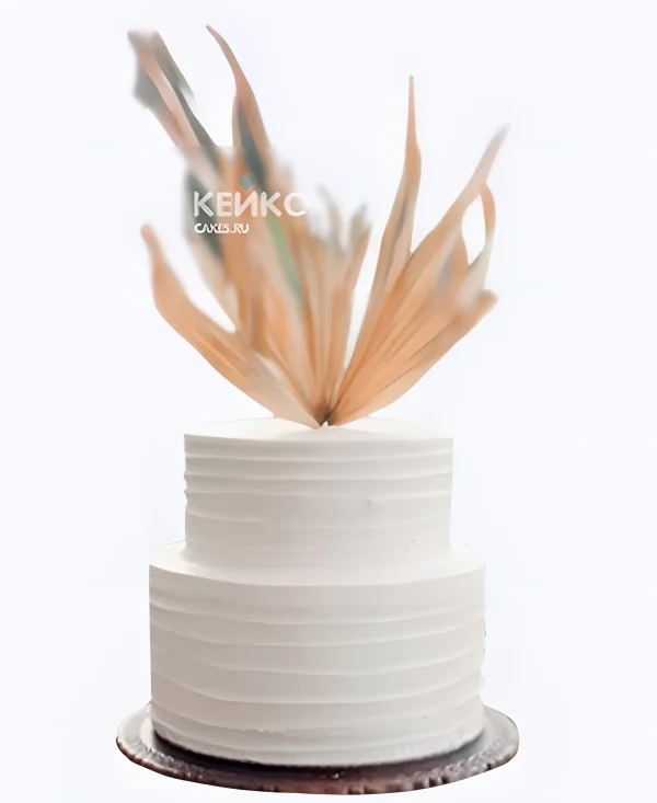 Свадебный торт в стиле Бохо белый с полосками Фото