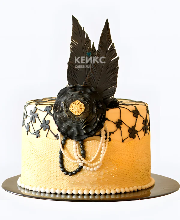 Свадебный торт в стиле Чикаго желтый с узорами Фото