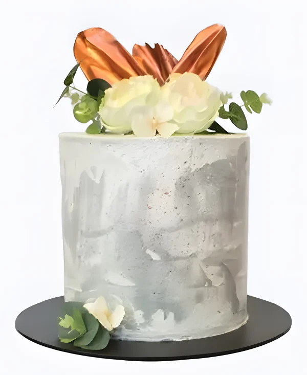 Свадебный торт Белые цветы в металле Фото