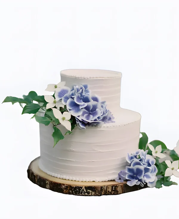 Свадебный торт с цветами гортензии Фото