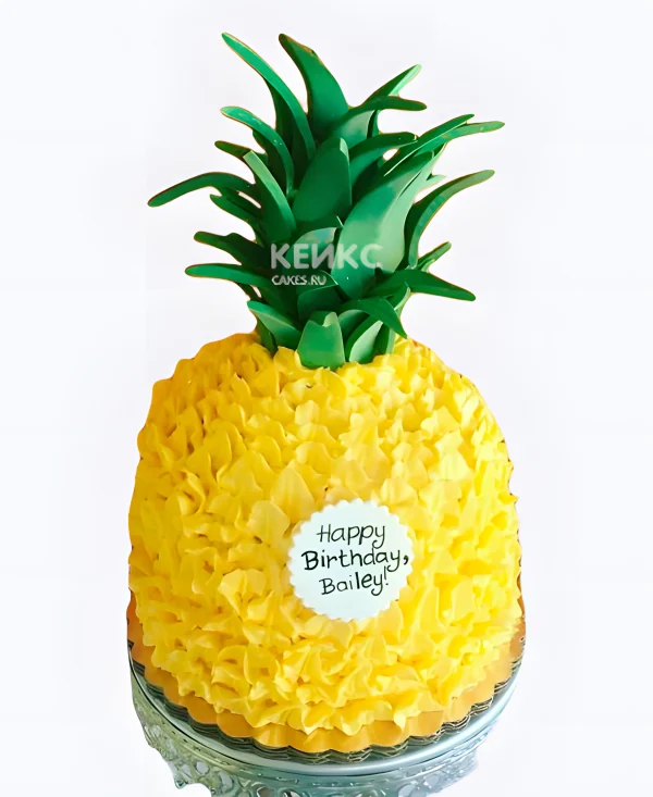 Торт ананас с этикеткой Фото