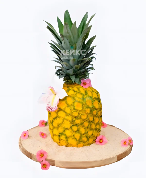Торт ананас с цветами Фото