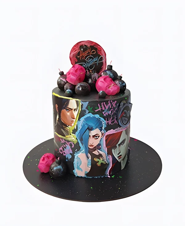 Торт Аркейн на день рождения с черепами Фото