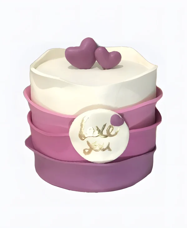 Торт бело-фиолетовый Два сердца Фото