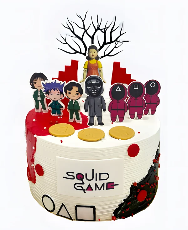 Торт бело-красно-черный Фото