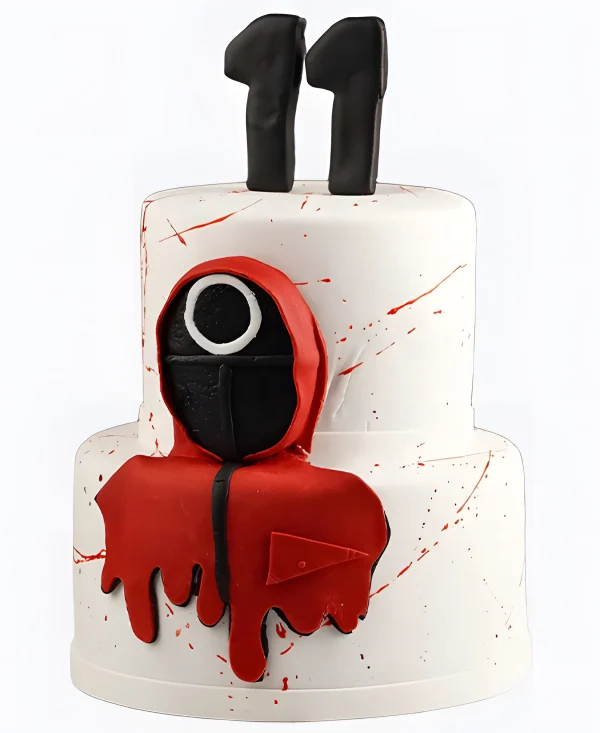 Торт белый двухъярусный с цифрой Фото