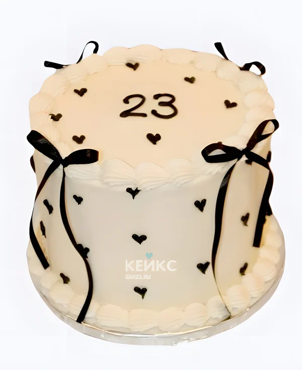 Торт девочке с бантиками и сердечками Фото