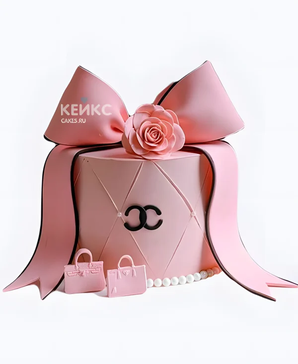 Торт девочке с бантом и розой Фото