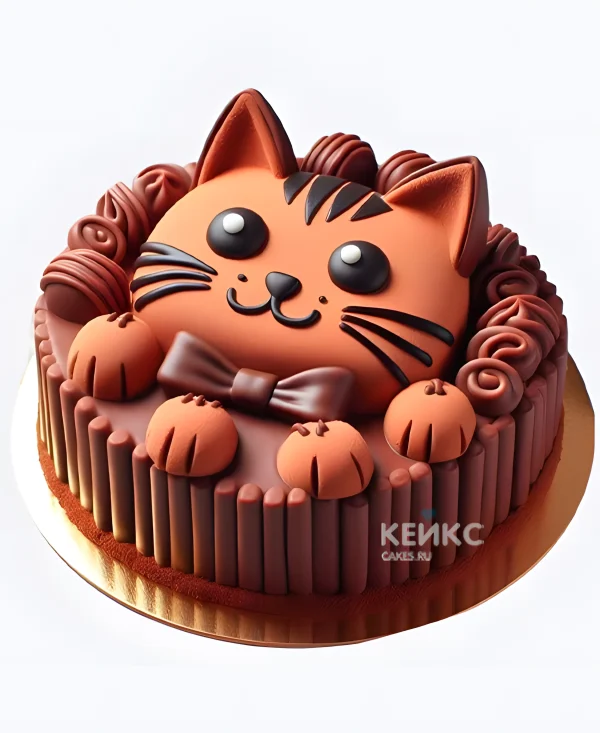 Торт девочке с мордочкой и лапками котика Фото