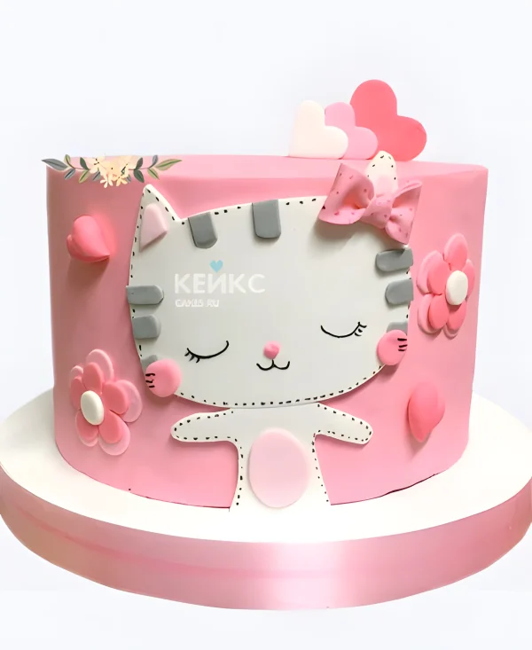 Торт девочке с очаровательным котиком Фото