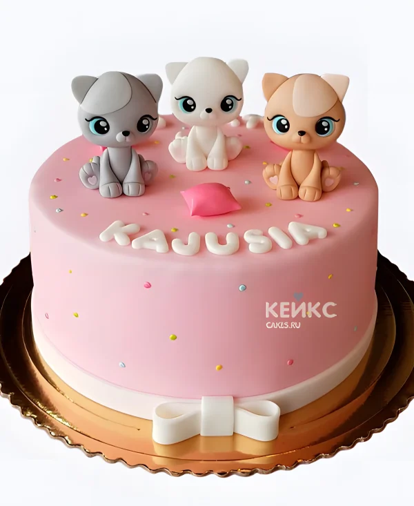 Торт девочке с очаровательными котятами Фото