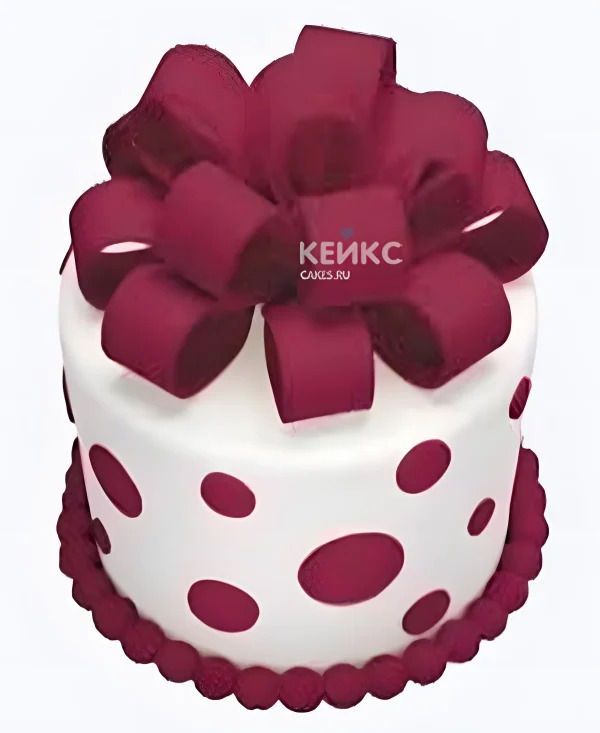 Торт девочке в горошек с пышным бантом Фото