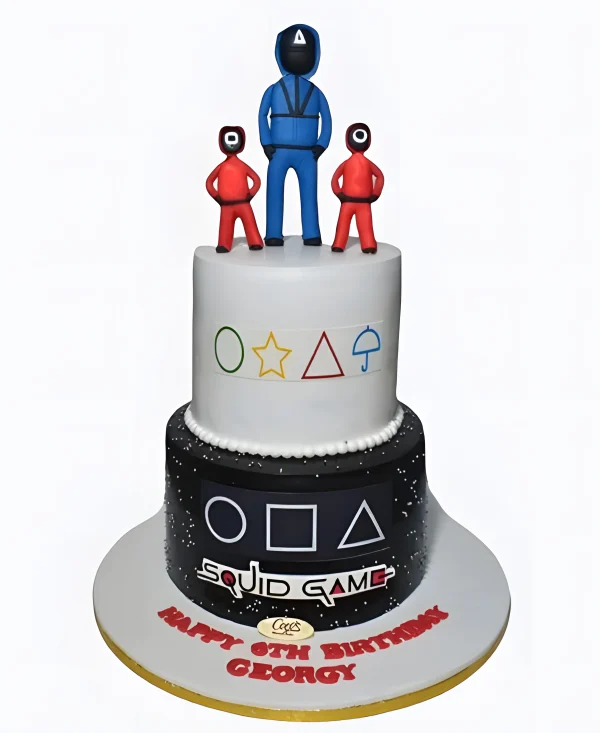 Торт двухъярусный черно-белый Фото