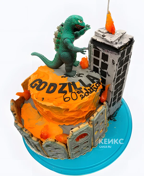 Торт Годзилла и небоскреб Фото