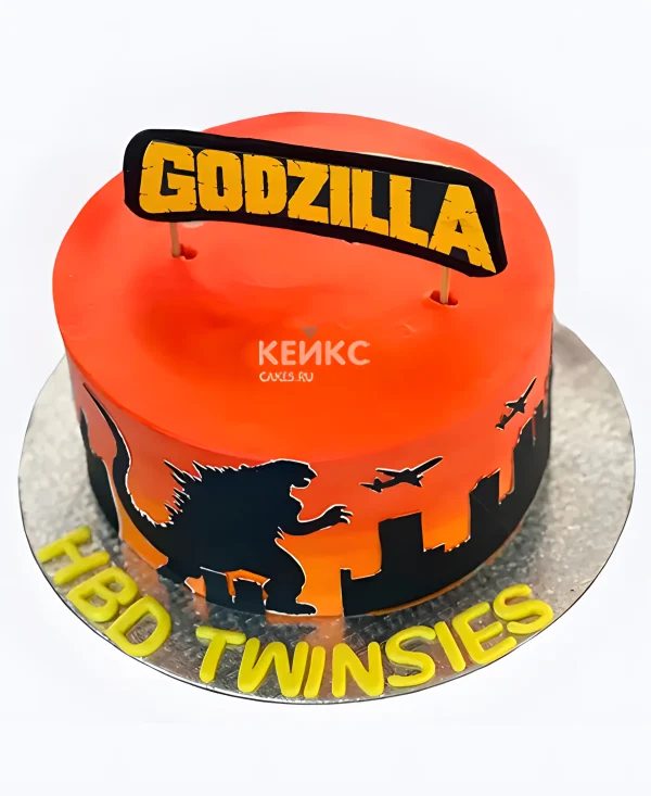 Торт Годзилла оранжевый Фото