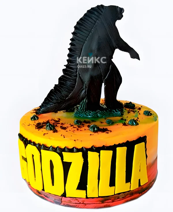 Торт Годзилла с крупной надписью Фото
