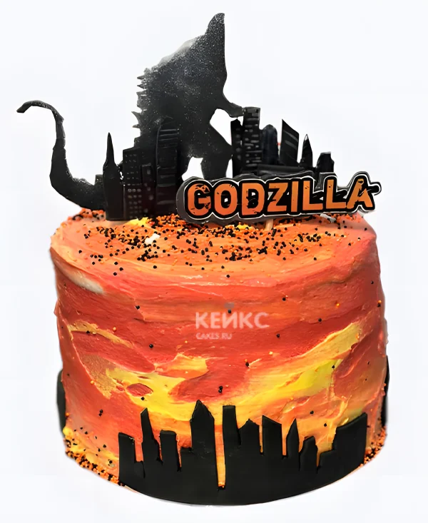 Торт Годзилла с посыпкой оранжевый Фото