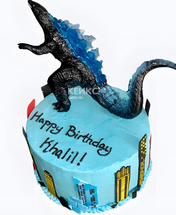 Торт Годзилла в городе голубой Фото