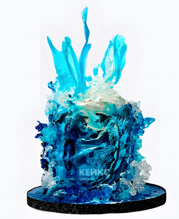 Торт Годзилла в воде Фото
