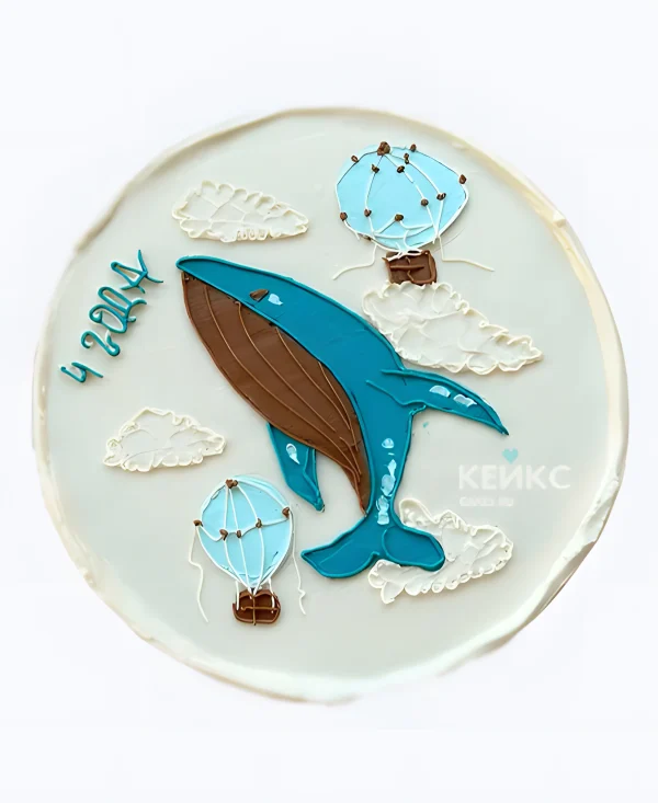 Торт Кит и воздушные шары Фото