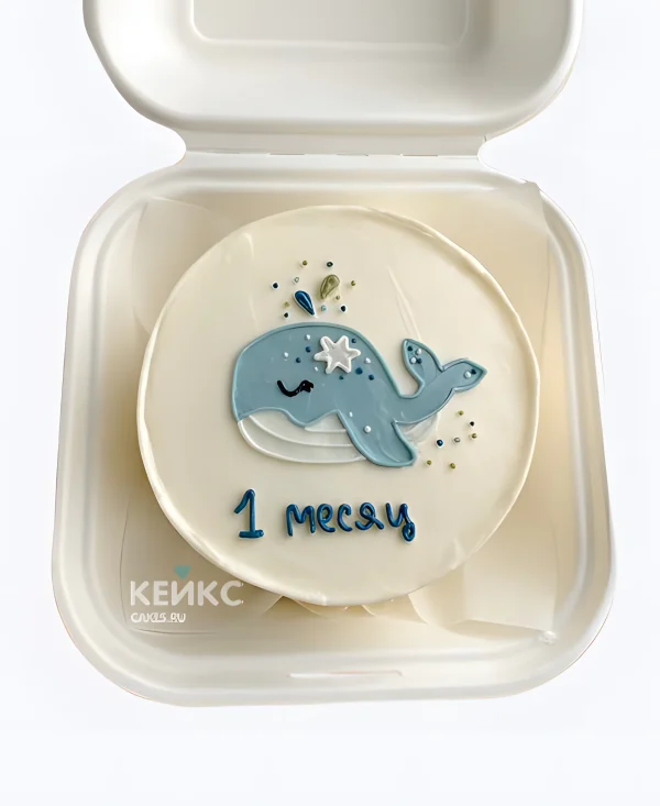 Торт Кит на белом Фото