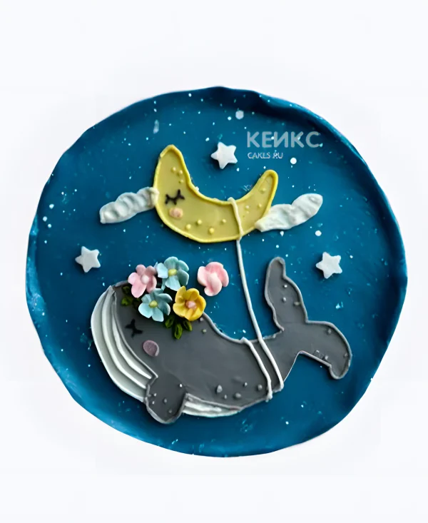 Торт Кит с месяцем Фото