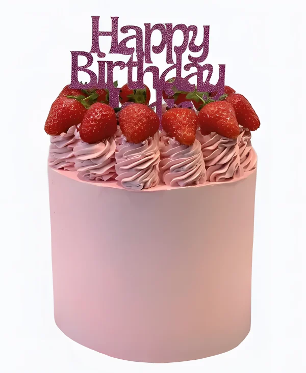 Торт коллегам розовый с клубникой Фото