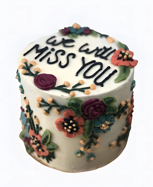 Торт коллегам с кремовыми цветами Фото