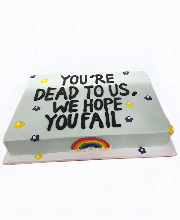 Торт коллегам с надписью и радугой Фото