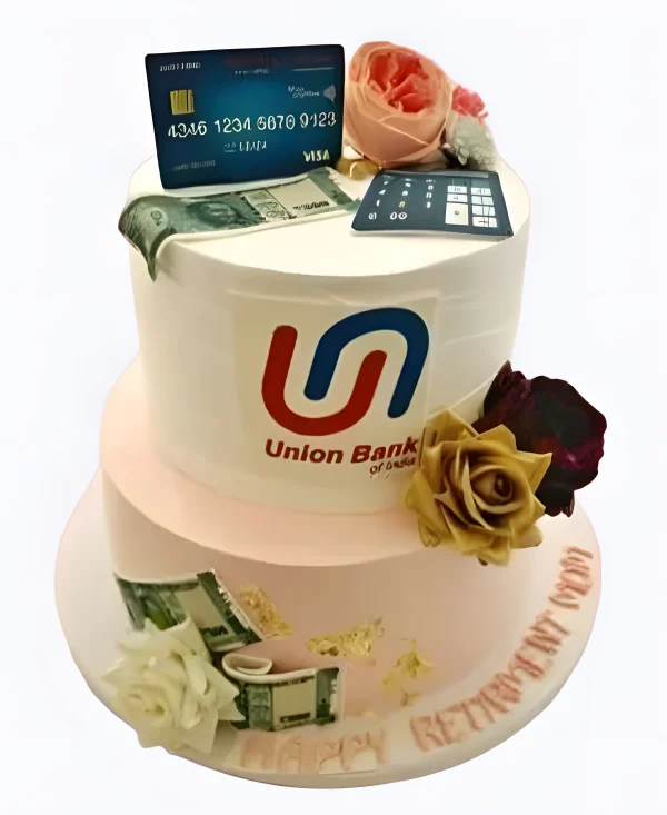 Торт коллегам с розами и деньгами Фото