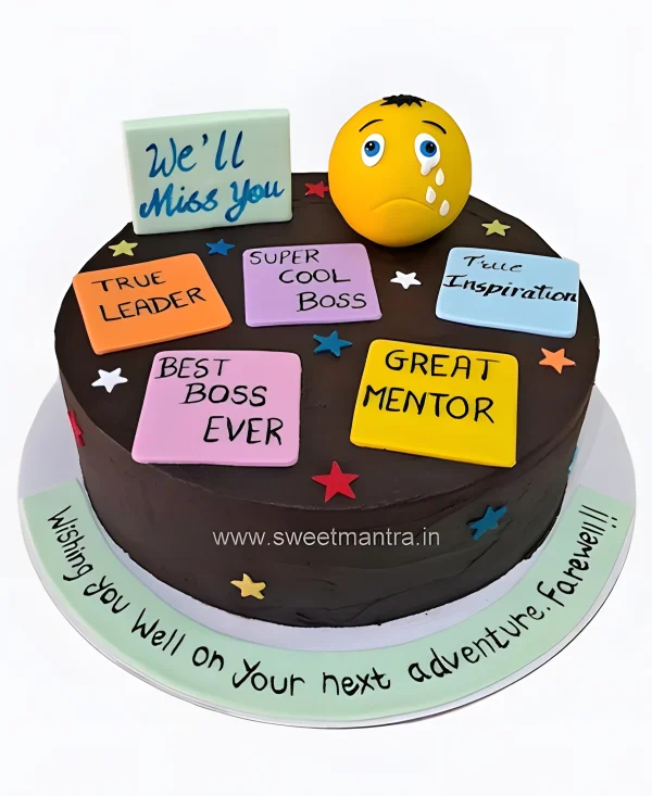 Торт коллегам шоколадный с надписями Фото