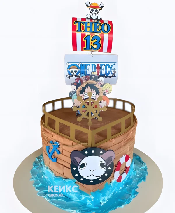 Торт корабль на день рождения аниме Ван пис Фото