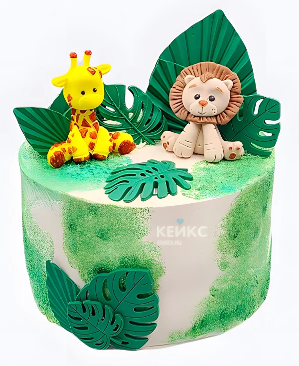 Торт Лев и жираф в джунглях Фото