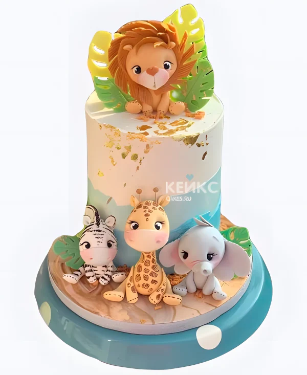 Торт Лев и животные Фото