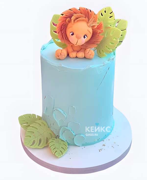 Торт Лев на голубом Фото