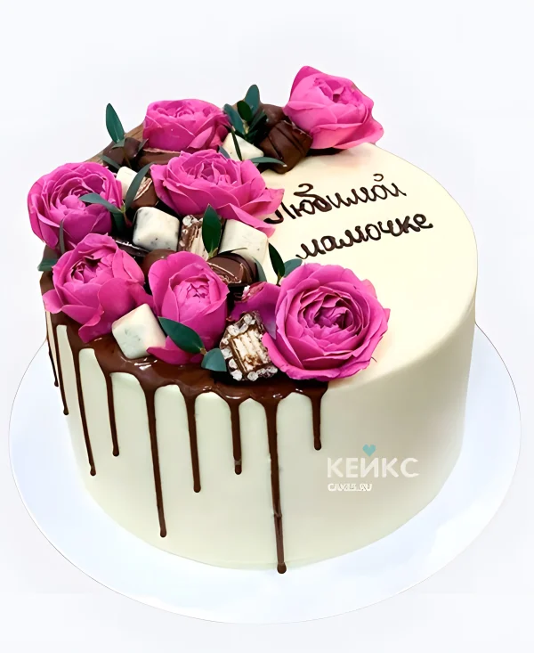 Торт с розами «Любимой мамочке» Фото