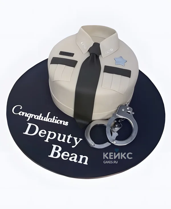 Торт на День полиции белая рубашка с наручниками Фото