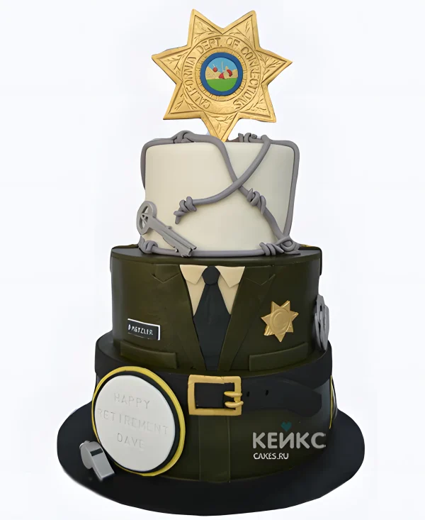 Торт на День полиции со звездочкой Фото