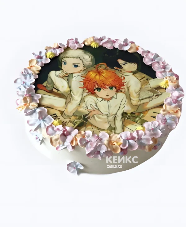 Торт с фотопечатью аниме Обещанный Неверленд Фото