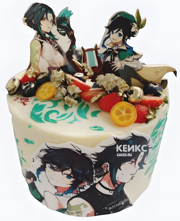 Торт с персонажами воздуха из Геншин Фото
