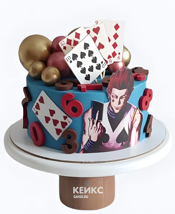 Торт на день рождения с картами аниме Хантер х Хантер Фото