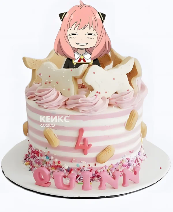 Торт на день рождения с кремовыми розами аниме Семейка шпионов Фото