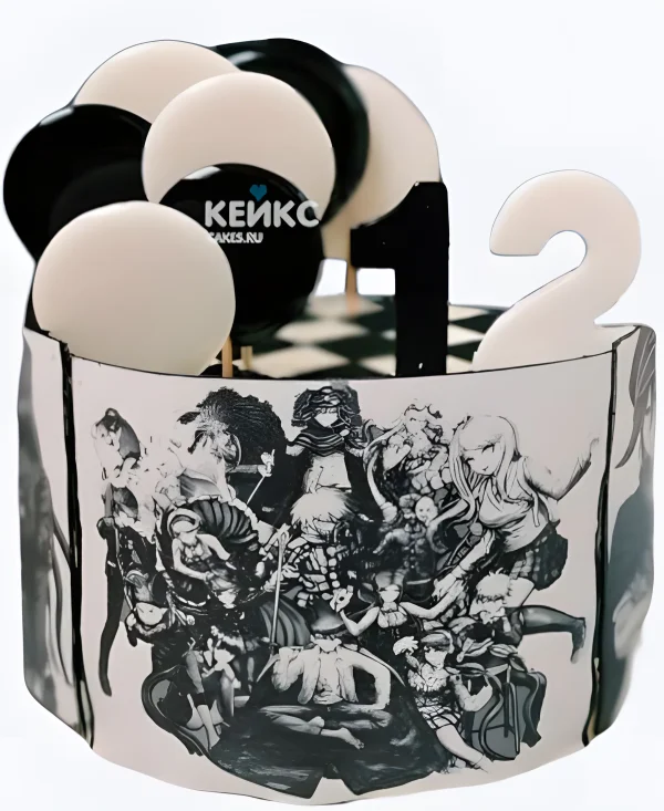 Торт на день рождения с леденцами и цифрой аниме Данганронпа Фото