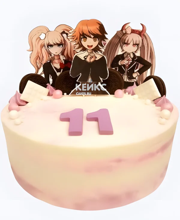 Торт на день рождения с сладостями аниме Данганронпа Фото