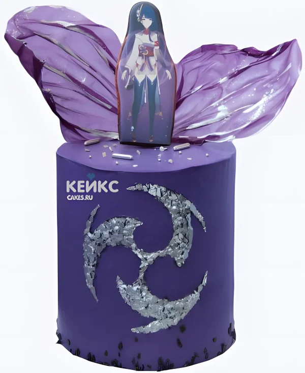 Торт на день рождения со знаком электро Геншин Фото