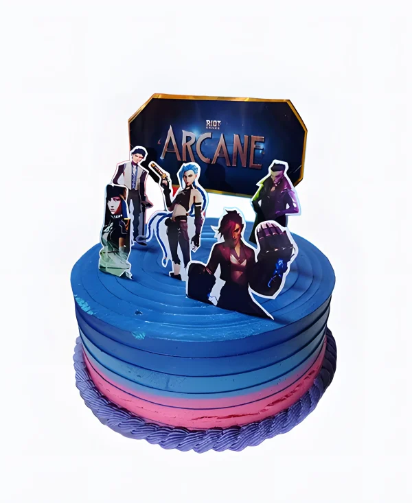 Торт на день рождения с градиентом Аркейн Фото